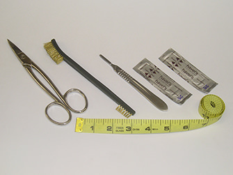 Picture of supplies that are included in the Bird Taxidermy Tool Box